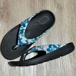 Spenco Fusion Pearl Orthotic Flip Flop Slide Sandal Pink Blue Camo Women's Sz 10